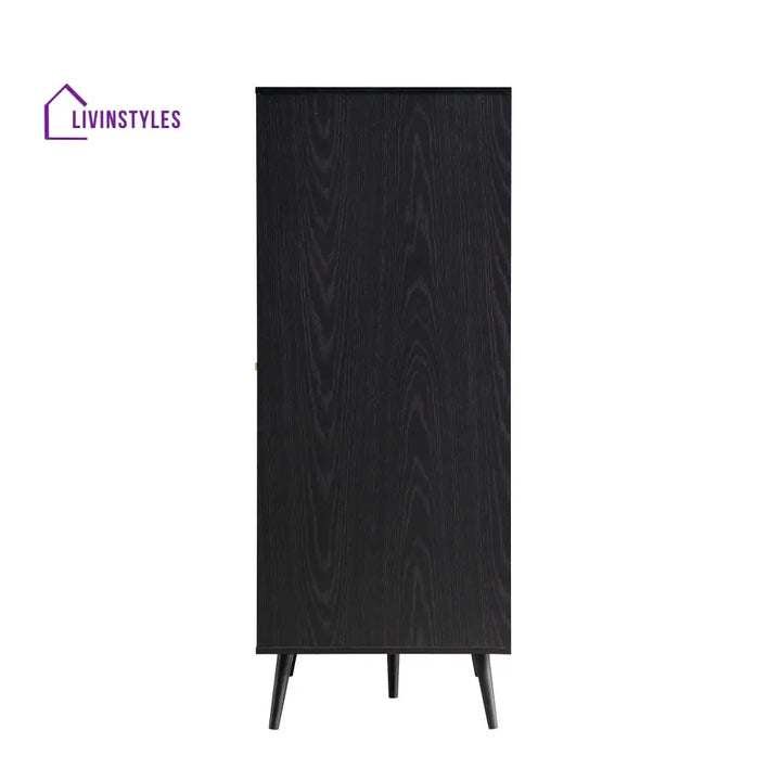Frances Woven Rattan Compact Double Wardrobe Black Wardrobes