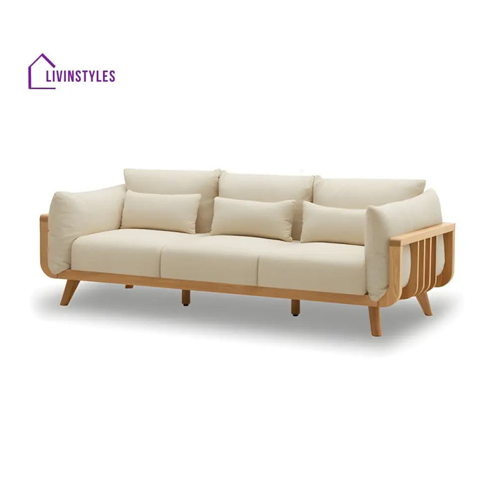 Zenika Solid Wood 3 Seater Sofa for Living Room