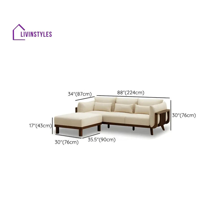 Zenika Solid Wood 3 Seater Sofa for Living Room