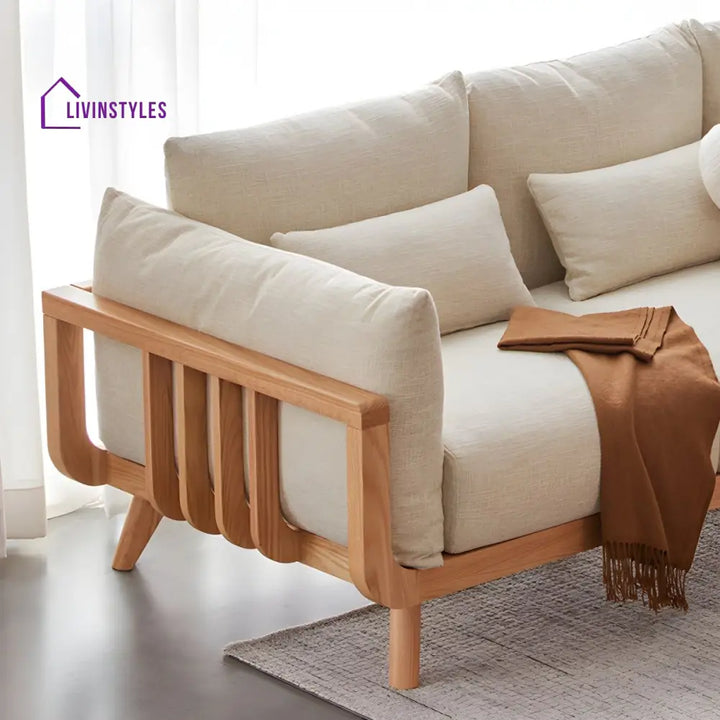 Zenika Solid Wood 3 Seater Sofa for Living Room