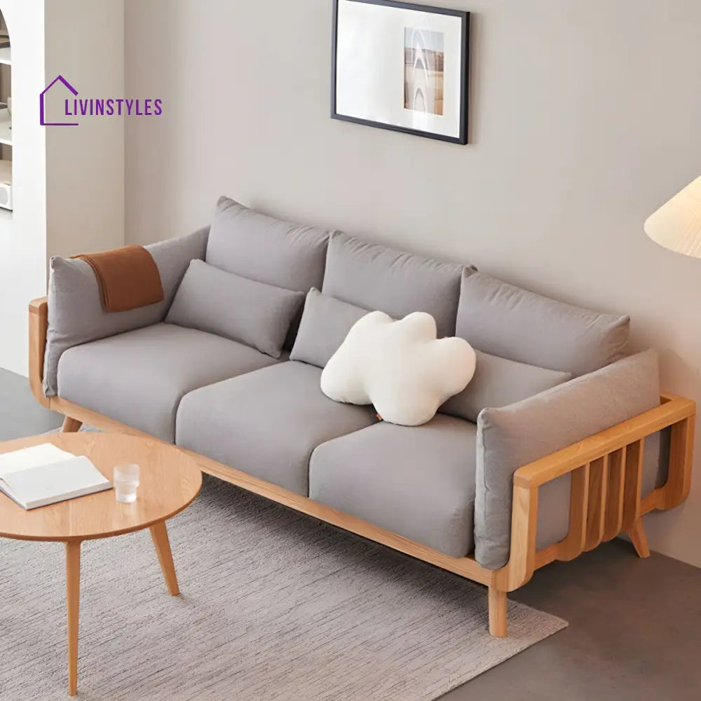Zenika Solid Wood 3 Seater Sofa for Living Room