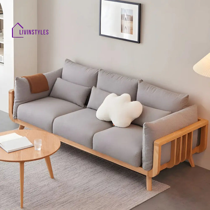 Zenika Solid Wood 3 Seater Sofa for Living Room