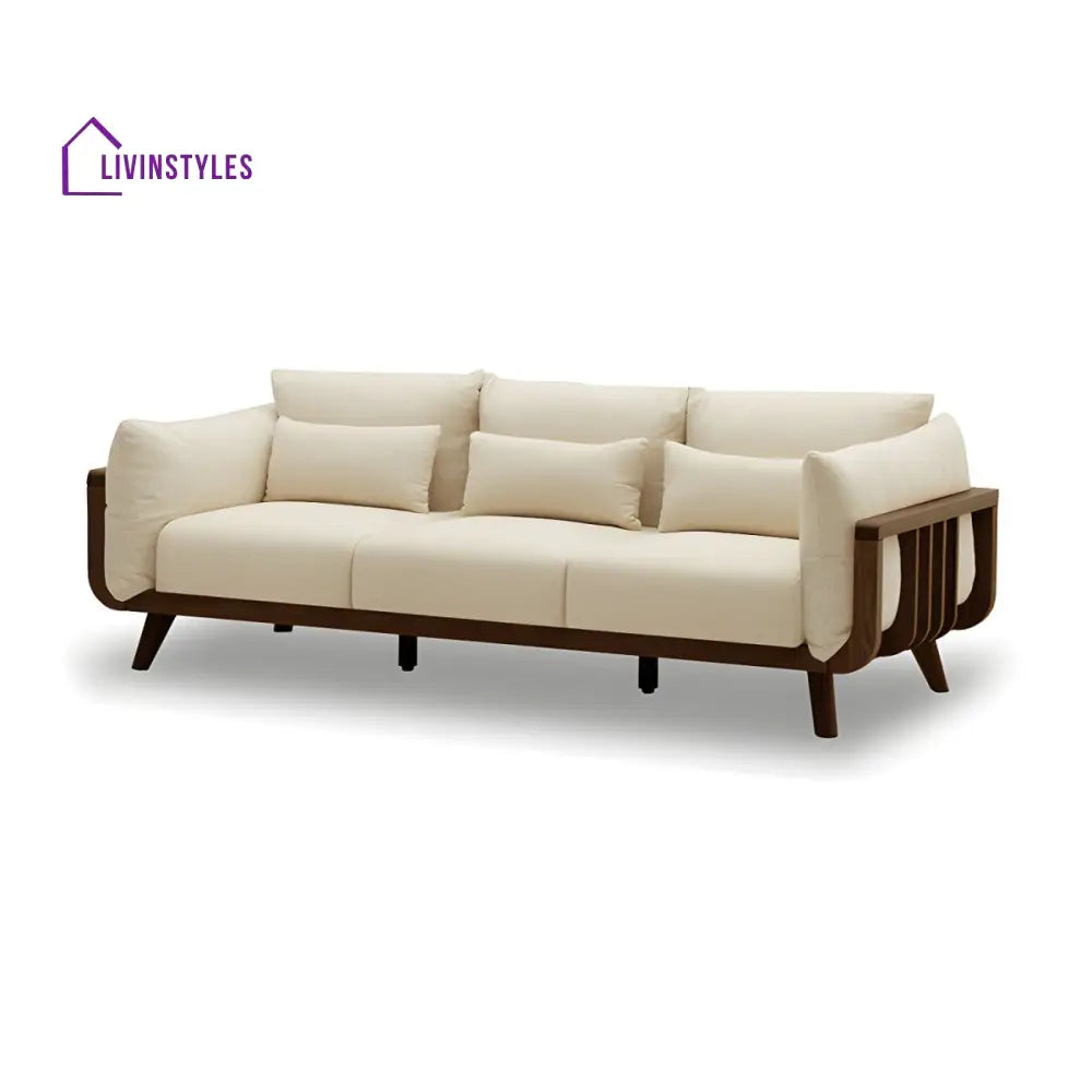 Zenika Solid Wood 3 Seater Sofa for Living Room
