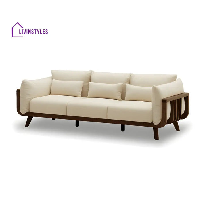 Zenika Solid Wood 3 Seater Sofa for Living Room