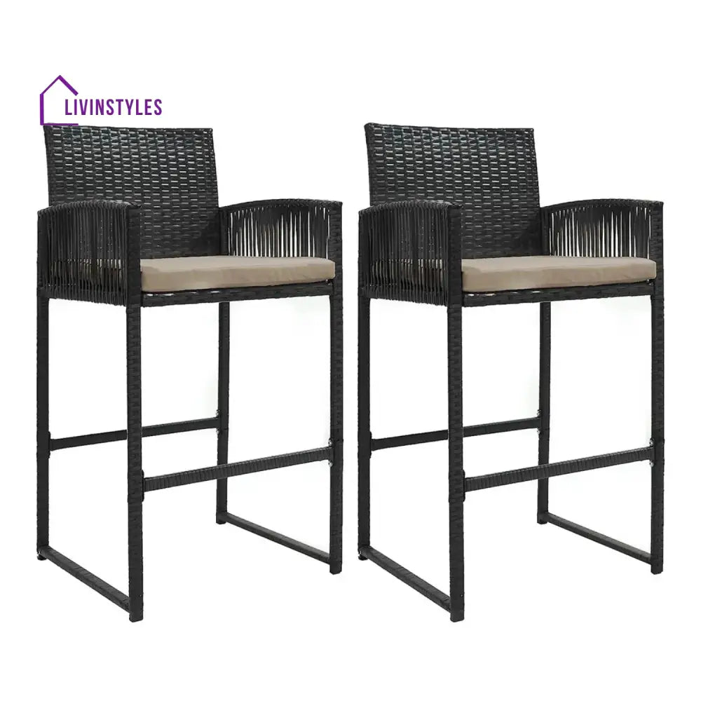 Zenobia Outdoor Rattan Wicker 2-Piece Bar Chairs - Bar Chairs