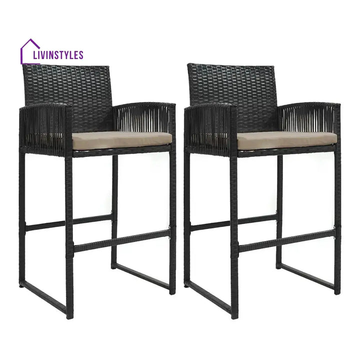 Zenobia Outdoor Rattan Wicker 2-Piece Bar Chairs - Bar Chairs