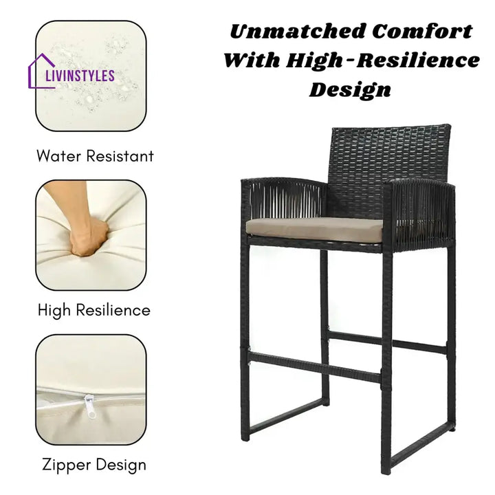 Zenobia Outdoor Rattan Wicker 2-Piece Bar Chairs - Bar Chairs