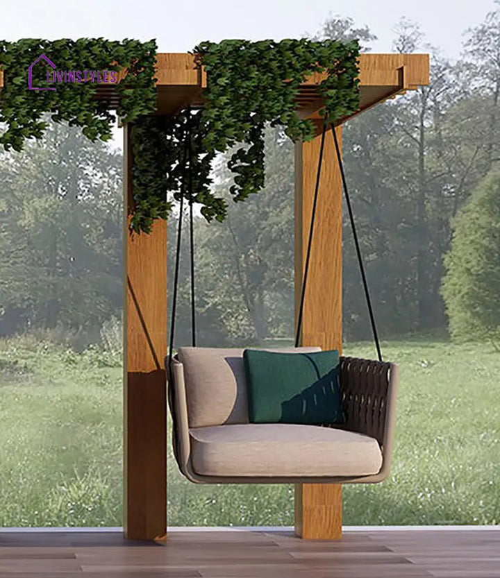 Zenzi Single Seater Hanging Swing Without Stand For Balcony Garden Swing (Beige) Braided & Rope - Swings