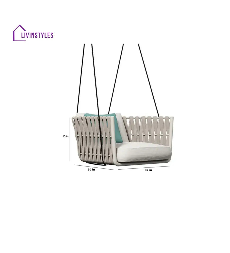 Zenzi Single Seater Hanging Swing Without Stand For Balcony Garden Swing (Beige) Braided & Rope - Swings