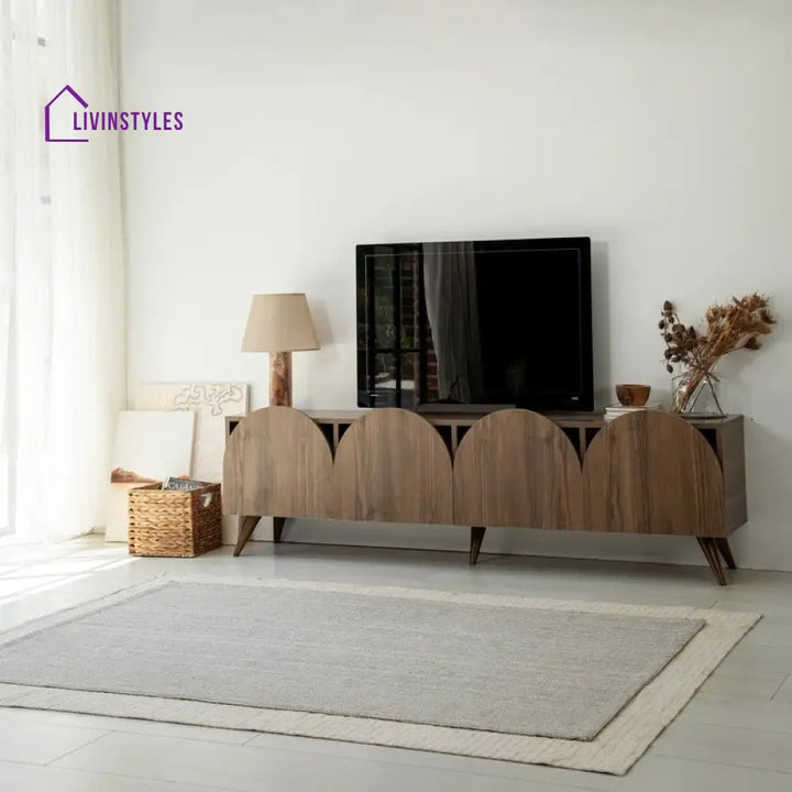 Zephyra Wooden Finish Tv Unit Stand for Living Room