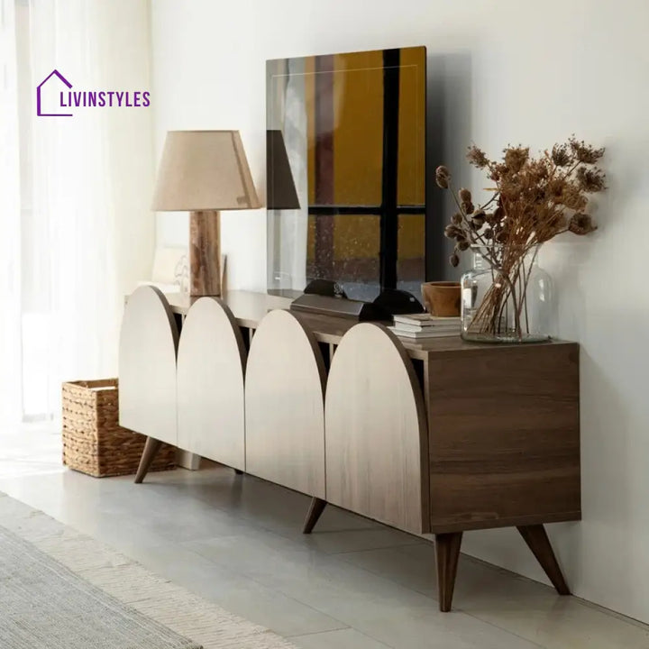 Zephyra Wooden Finish Tv Unit Stand for Living Room