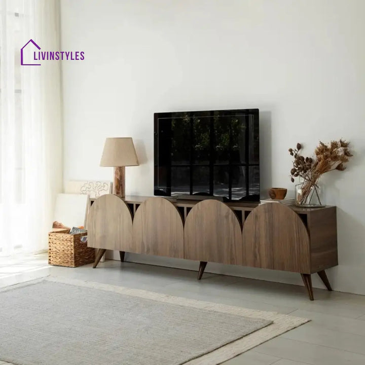 Zephyra Wooden Finish Tv Unit Stand for Living Room