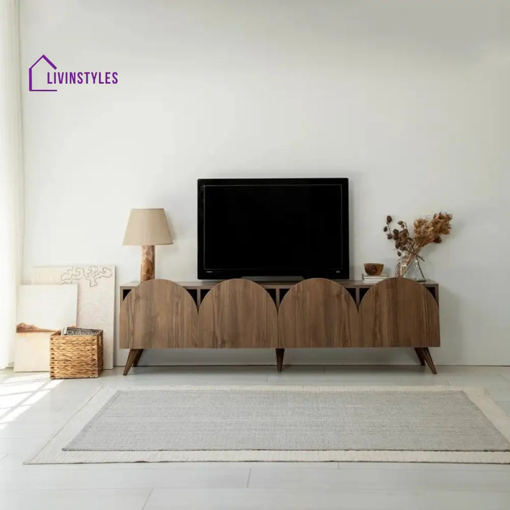 Zephyra Wooden Finish Tv Unit Stand for Living Room