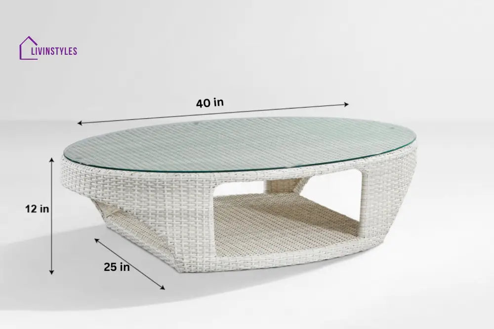 Zibra Outdoor Garden Balcony Sofa Set 2 Seater 2 Single Seater 1 Center Table With Side Table Set (White) - Sofa Sets