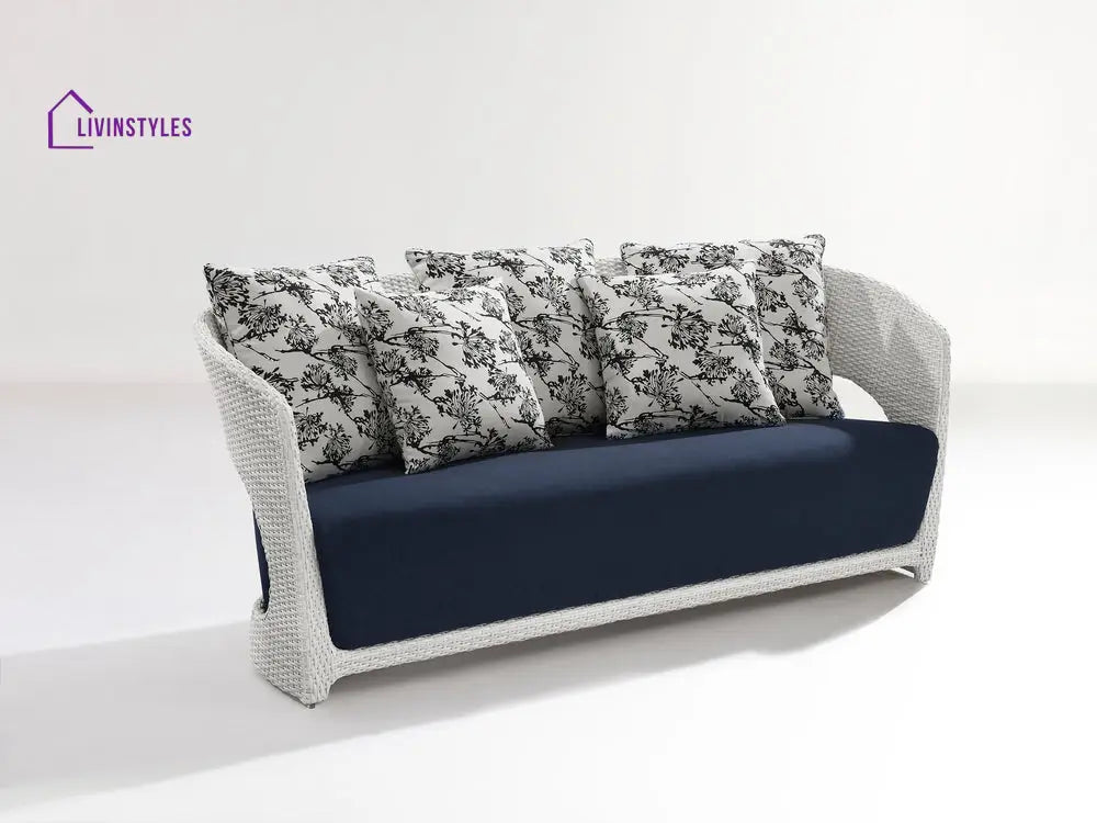 Zibra Outdoor Garden Balcony Sofa Set 2 Seater 2 Single Seater 1 Center Table With Side Table Set (White) - Sofa Sets