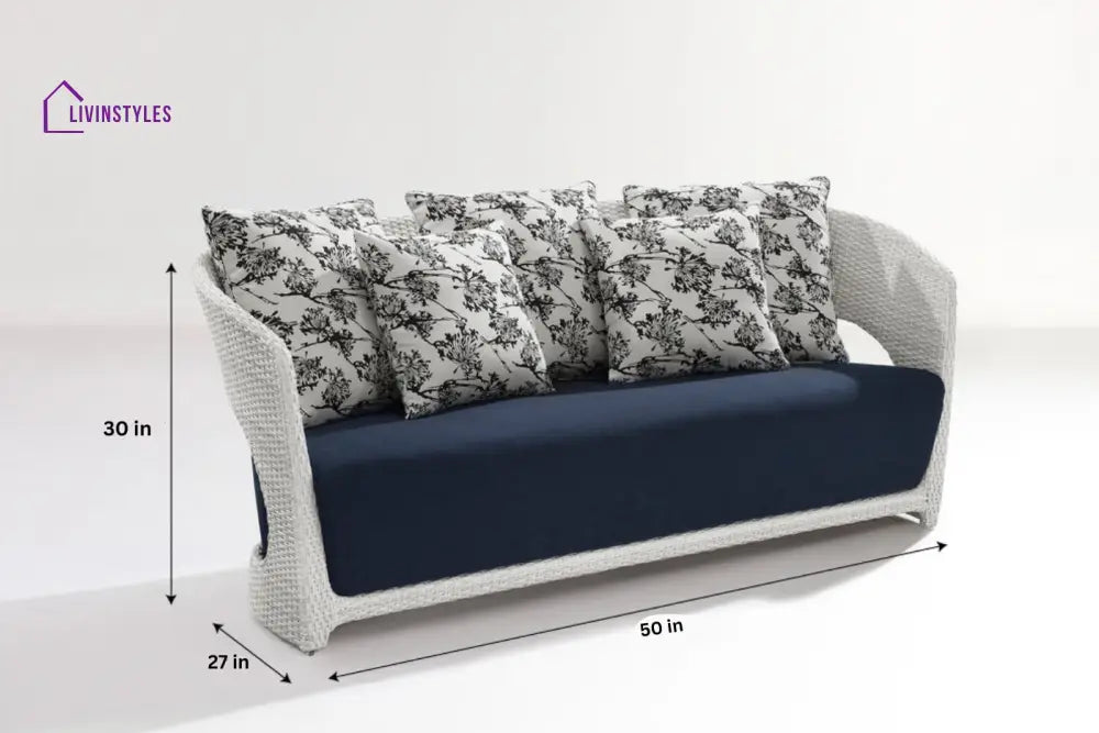 Zibra Outdoor Garden Balcony Sofa Set 2 Seater 2 Single Seater 1 Center Table With Side Table Set (White) - Sofa Sets