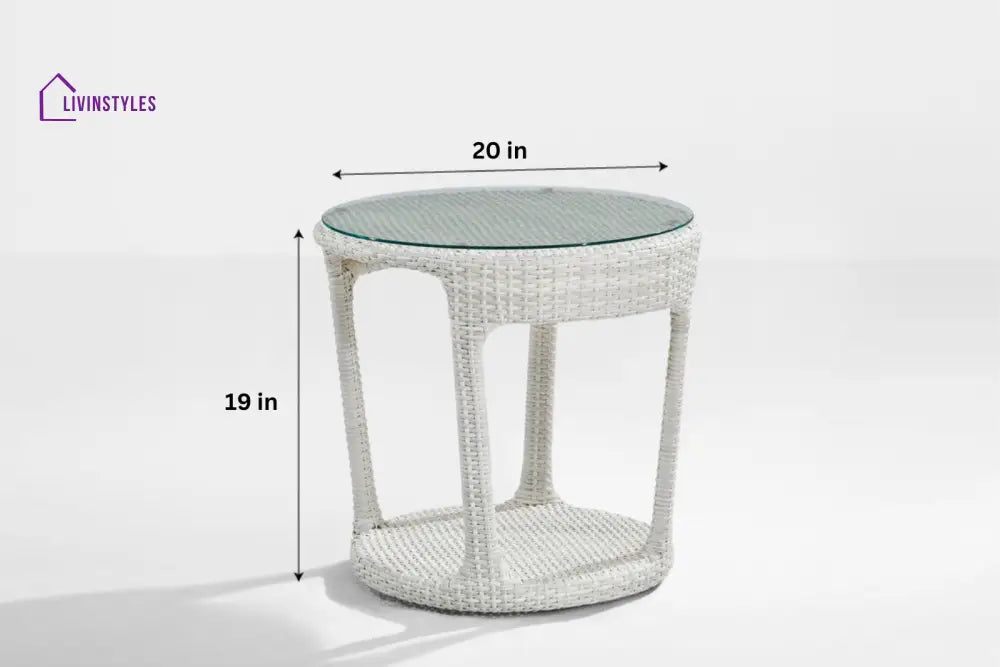 Zibra Outdoor Garden Balcony Sofa Set 2 Seater 2 Single Seater 1 Center Table With Side Table Set (White) - Sofa Sets