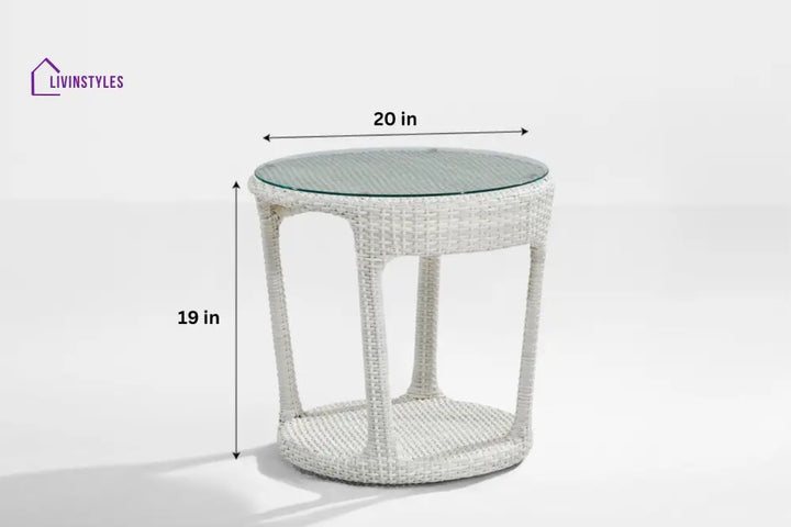 Zibra Outdoor Garden Balcony Sofa Set 2 Seater 2 Single Seater 1 Center Table With Side Table Set (White) - Sofa Sets