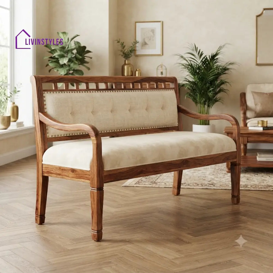 Ziegler Wooden Bench for Living Room | Bedroom | Extra Seating