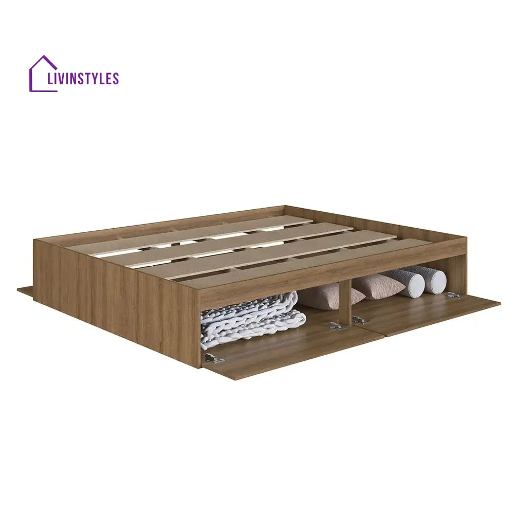 Zina Wooden Finish Wall Mounted Bed with Shelves