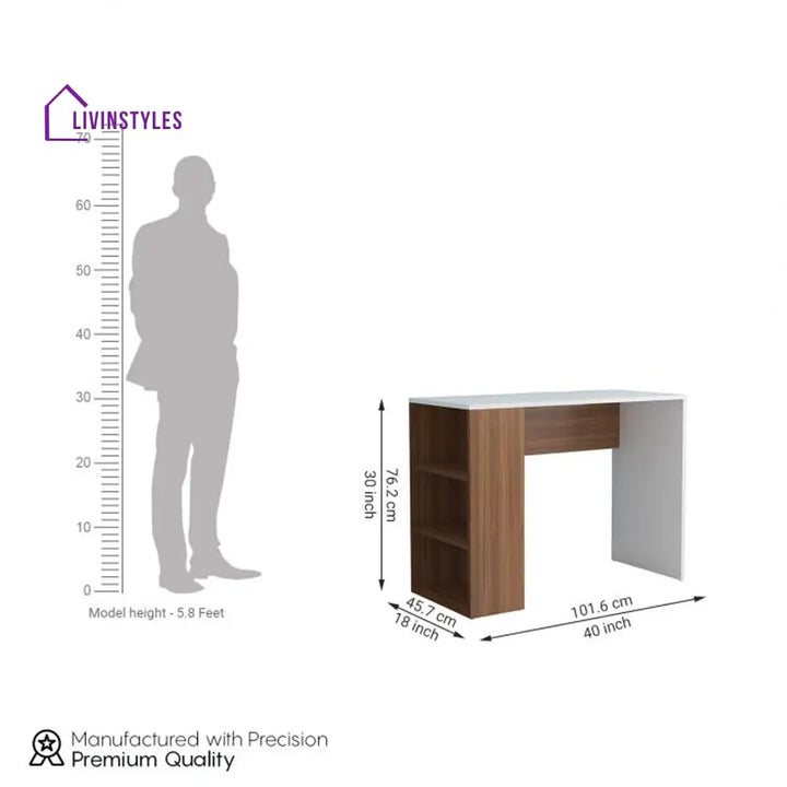 Zinaida Study Table with Side Shelves