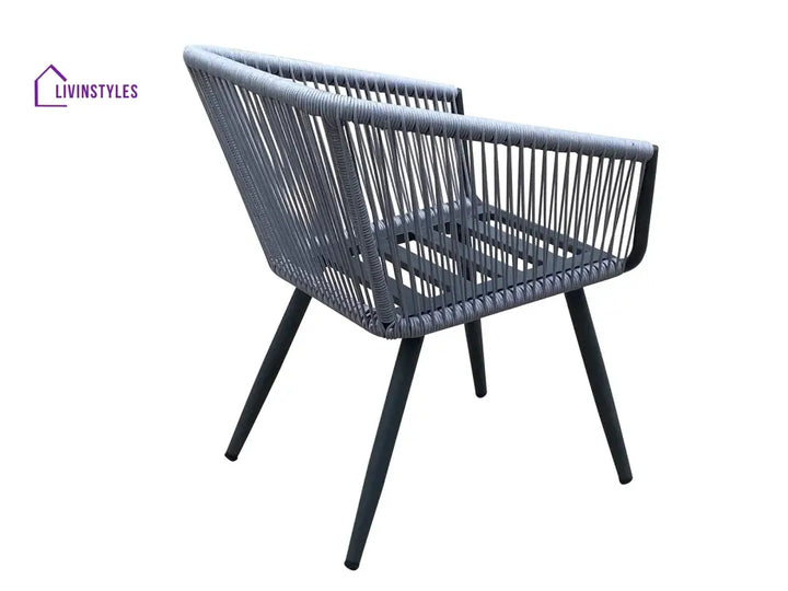 Zingel Outdoor Patio Seating Set 2 Chairs and 1 Table Set (Grey) Braided & Rope - Coffee Table Sets