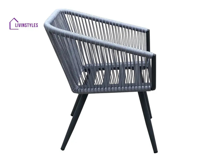 Zingel Outdoor Patio Seating Set 2 Chairs and 1 Table Set (Grey) Braided & Rope - Coffee Table Sets