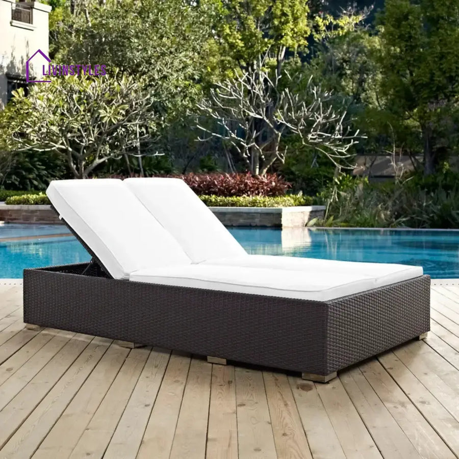 Zinia Outdoor All-Weather Rattan Wicker Chaise Lounge Chair Set of 2 - Lounger Set