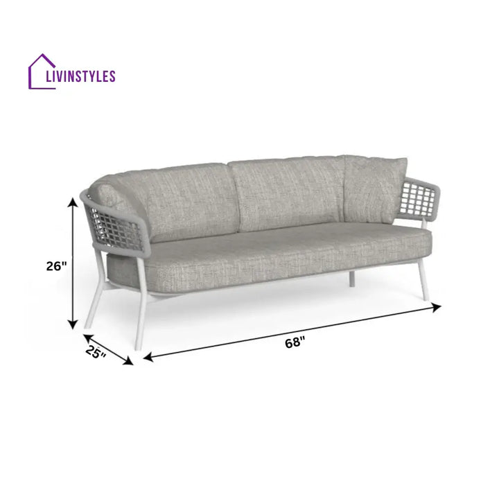 Zion Outdoor Sofa Set 3 Seater 2 Single seater and 1 Center Table Set (Grey) Braided & Rope - Sofa Sets