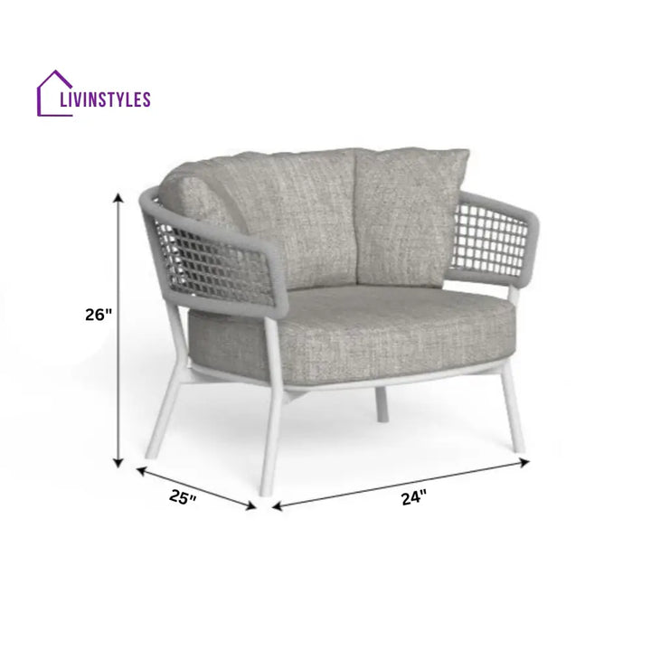 Zion Outdoor Sofa Set 3 Seater 2 Single seater and 1 Center Table Set (Grey) Braided & Rope - Sofa Sets