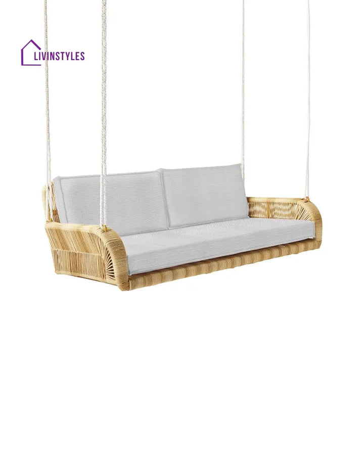 Zita Double Seater Hanging Swing Without Stand For Balcony Garden Swing (Honey) - Honey + Grey - Swings