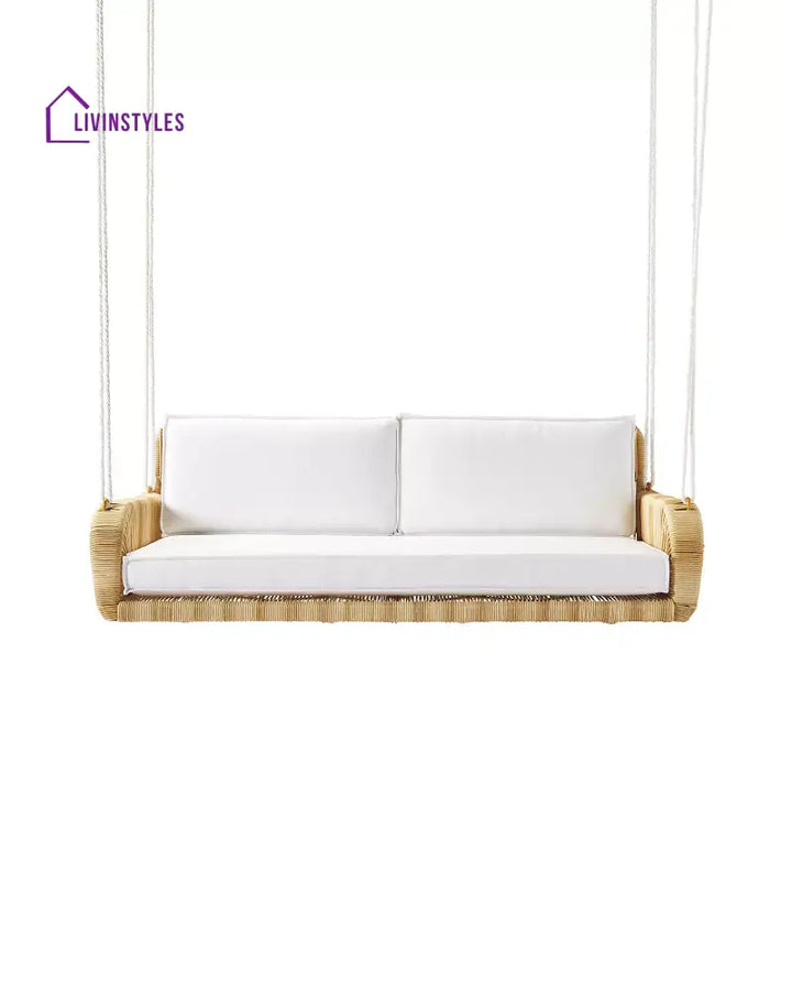 Zita Double Seater Hanging Swing Without Stand For Balcony Garden Swing (Honey) - Honey + White - Swings