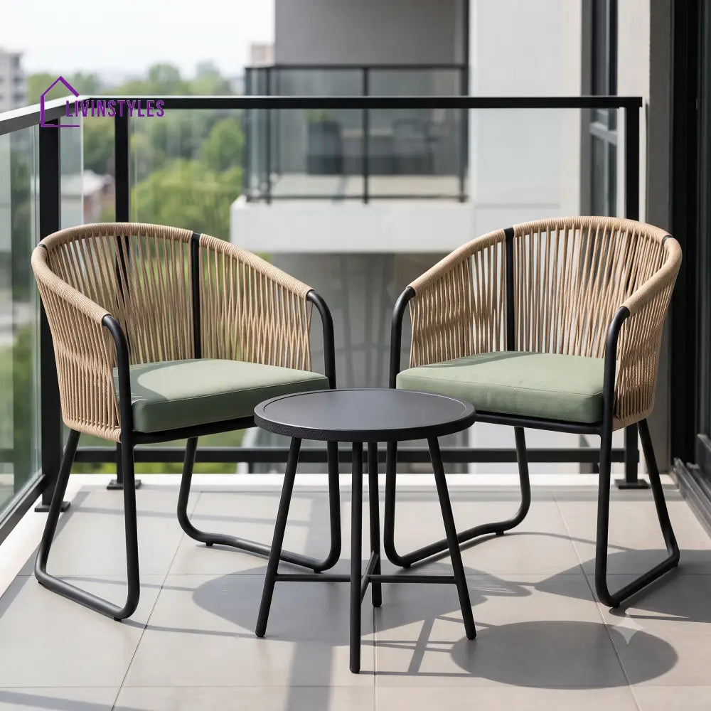 Zita Outdoor Set 2 Chairs and 1 Table | Balcony Furniture Set