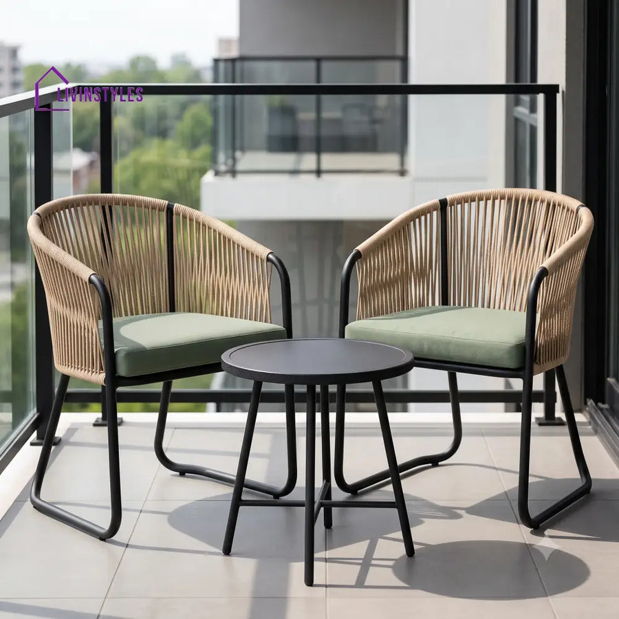 Zita Outdoor Set 2 Chairs and 1 Table | Balcony Furniture Set