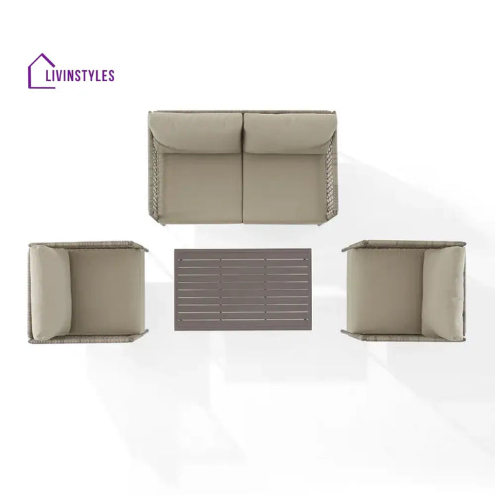 Zita Outdoor Sofa Set 2 Seater 2 Single seater and 1 Center Table (Light Brown) Braided & Rope - Sofa Sets
