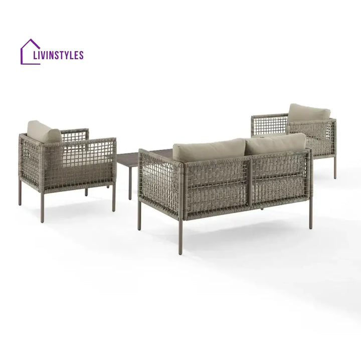 Zita Outdoor Sofa Set 2 Seater 2 Single seater and 1 Center Table (Light Brown) Braided & Rope - Sofa Sets