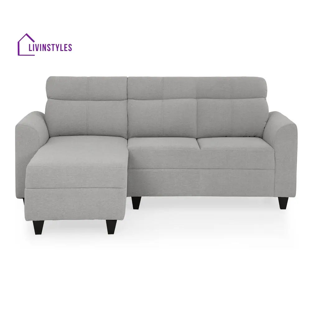Zivo Plus Cloudy Gray Fabric 2 Seater Sofa with Lounger Sofa Cum Lounger