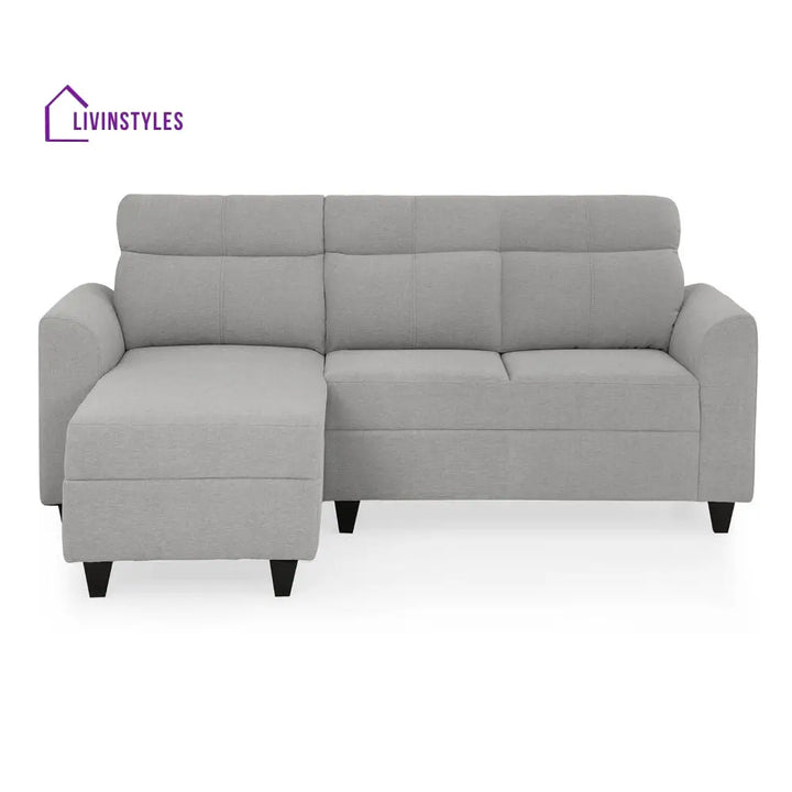 Zivo Plus Cloudy Gray Fabric 2 Seater Sofa with Lounger Sofa Cum Lounger