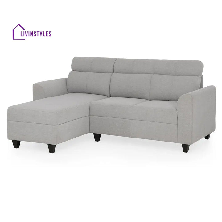 Zivo Plus Cloudy Gray Fabric 2 Seater Sofa with Lounger Sofa Cum Lounger