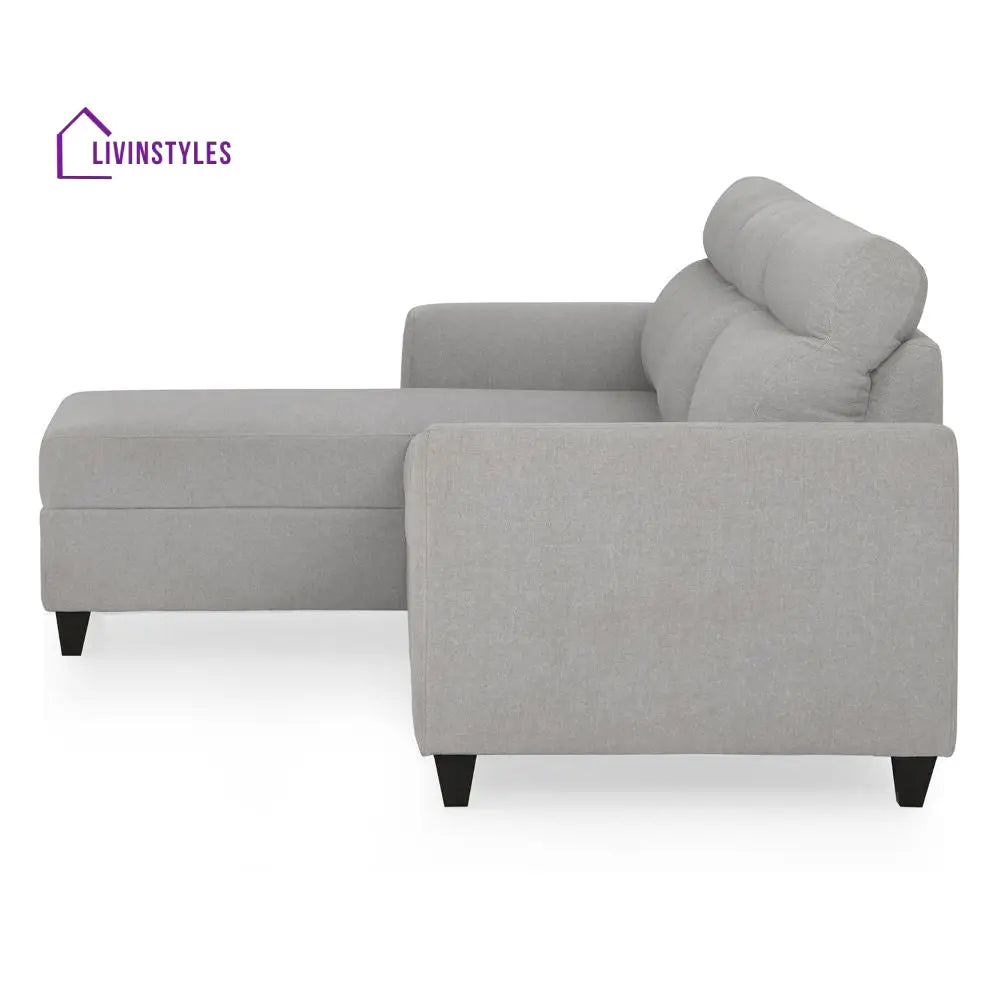 Zivo Plus Cloudy Gray Fabric 2 Seater Sofa with Lounger Sofa Cum Lounger