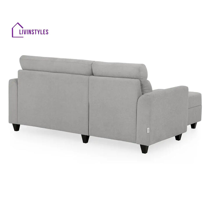 Zivo Plus Cloudy Gray Fabric 2 Seater Sofa with Lounger Sofa Cum Lounger