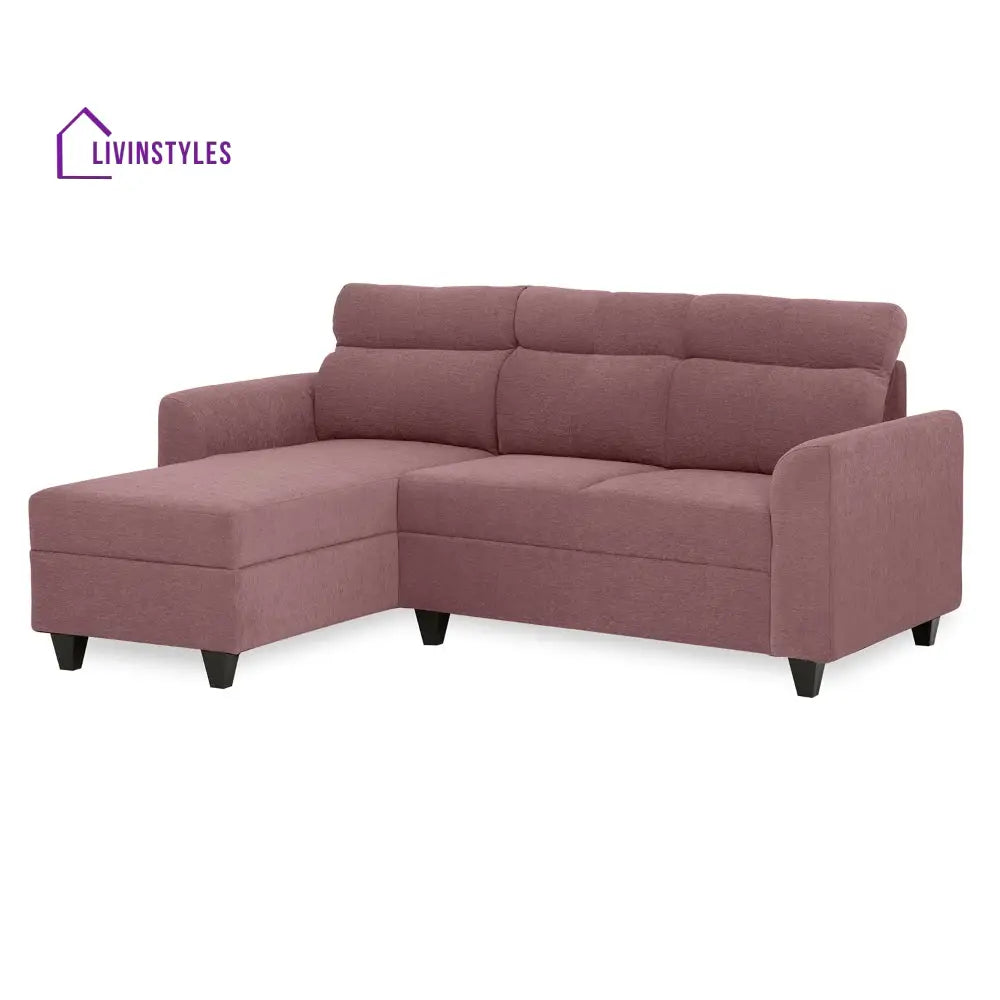 Zivo Plus Dusky Pink Fabric 2 Seater Sofa with Lounger Sofa Cum Lounger