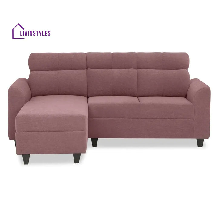 Zivo Plus Dusky Pink Fabric 2 Seater Sofa with Lounger Sofa Cum Lounger