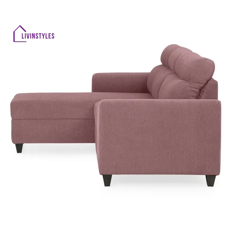 Zivo Plus Dusky Pink Fabric 2 Seater Sofa with Lounger Sofa Cum Lounger