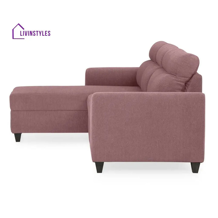 Zivo Plus Dusky Pink Fabric 2 Seater Sofa with Lounger Sofa Cum Lounger