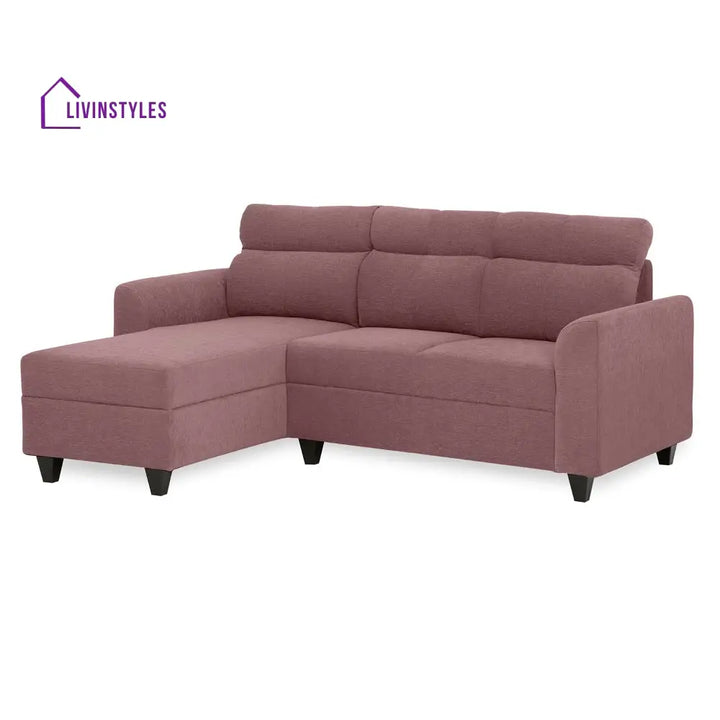 Zivo Plus Dusky Pink Fabric 2 Seater Sofa with Lounger Sofa Cum Lounger
