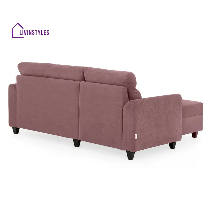 Zivo Plus Dusky Pink Fabric 2 Seater Sofa with Lounger Sofa Cum Lounger