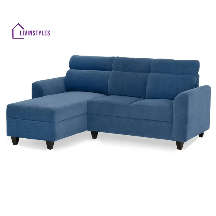 Zivo Plus Twilight Blue Fabric 2 Seater Sofa with Lounger Sofa Cum Lounger