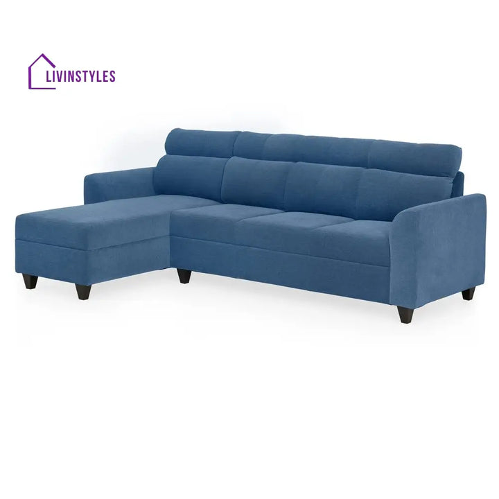 Zivo Plus Twilight Blue Fabric Sofa Set 3 Seater Sofa with Lounger Sofa Cum Lounger