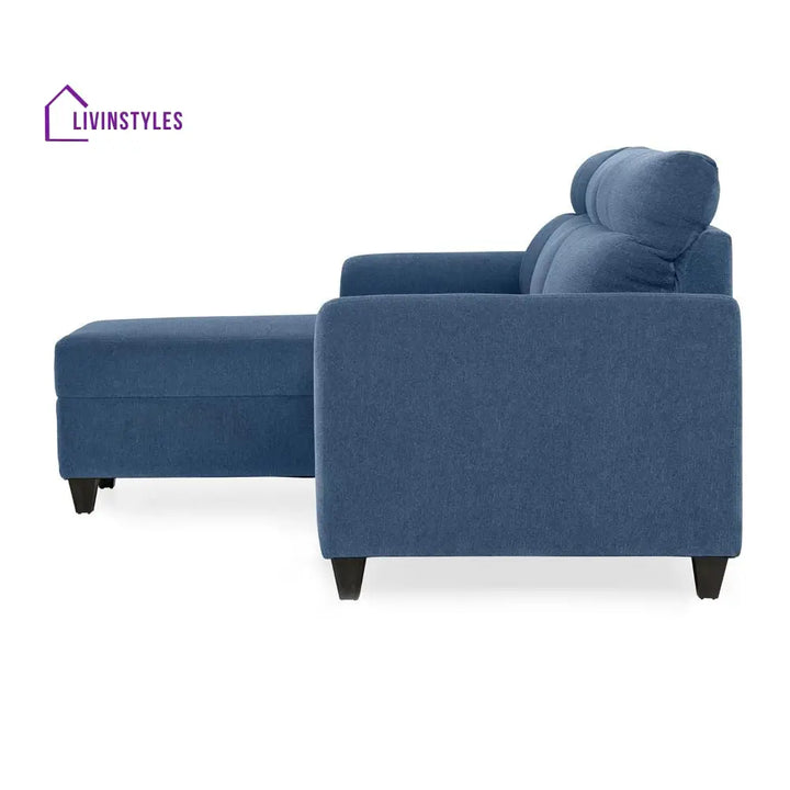 Zivo Plus Twilight Blue Fabric Sofa Set 3 Seater Sofa with Lounger Sofa Cum Lounger
